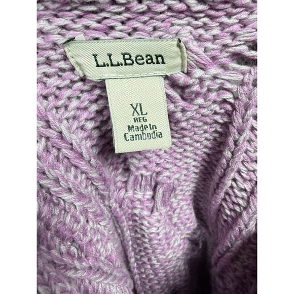 LL BEAN Signature Fisherman Cable Knit Sweater Xl Cowl Neck Tunic Coastal Cotton - Picture 13 of 14